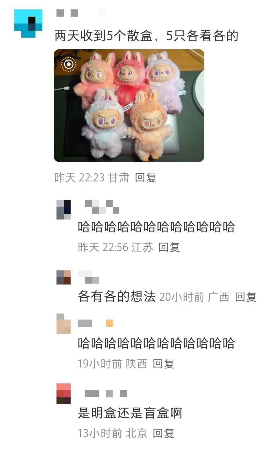 LABUBU 新品的品控遭到质疑（图片来自小红书）